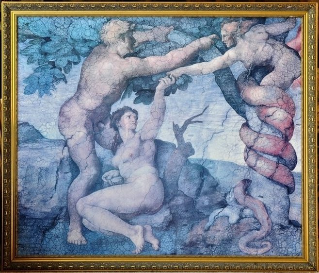 Reproduction of Adam and Eve in the Garden by Michelangelo