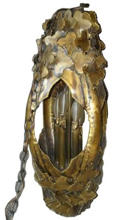 Mid-century modern Tom Greene torch cut brass Brutalist chandelier