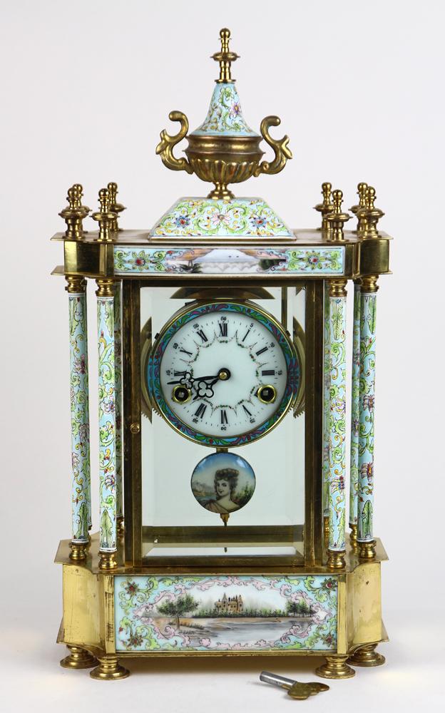 French mantel clock with champlevé/cloisonné enamel casing - Assamika ...