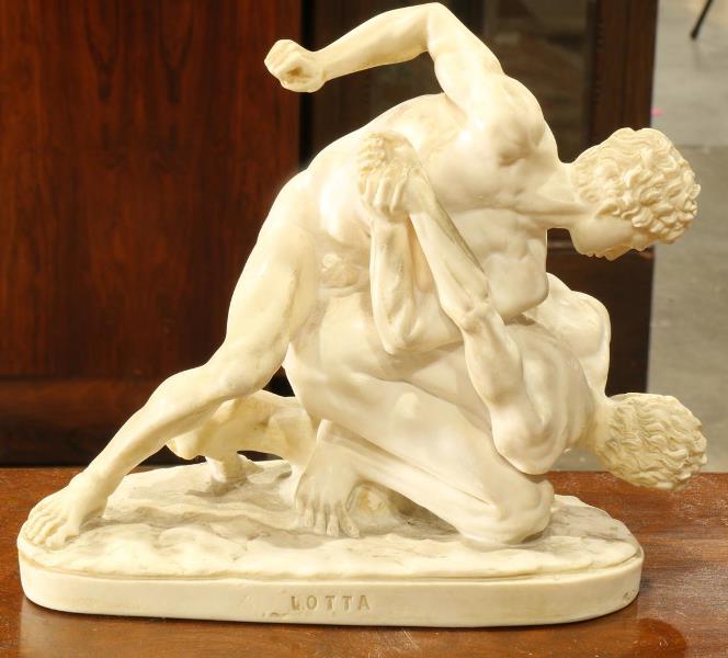 Composite sculpture of roman wrestlers by A. Santini