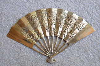 Brass fans with phoenix engraving