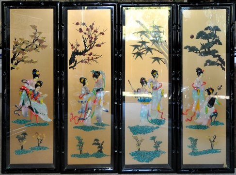 PictureHuge Korean mother of pearl lacquer painting showing a natural scenery