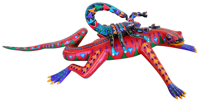 Large Alebrije Mexican folk art sculpture of a scorpion on the back of a lizard