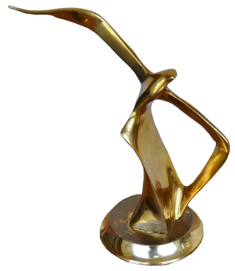 Art Deco style Mid-century modern brass sculpture of a bird in flight