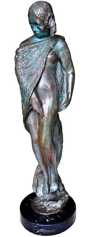 Solid bronze Art Nouveau sculpture titled Cloak of Flowers by Benjamin Turner Kurtz
