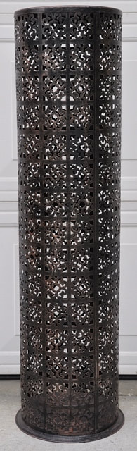 Unique copper pedestal with perforated cylindrical side