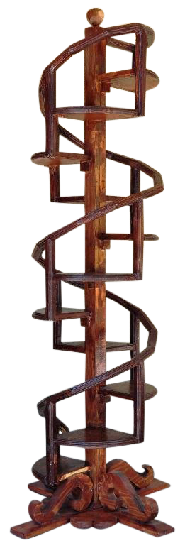 One of a kind wooden spiral shelf