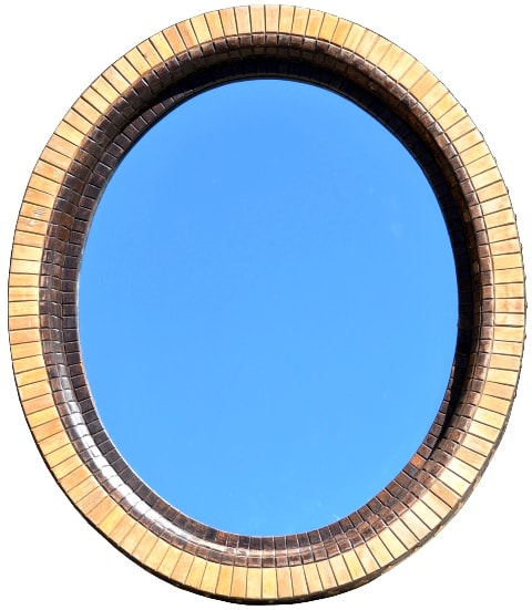 Beautiful oval mirror with bamboo/tile inlay