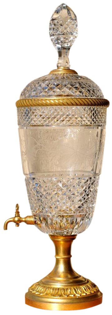 Baccarat French cut crystal and gilt bronze wine dispenser