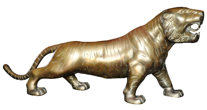 30 inch long brass tiger sculpture
