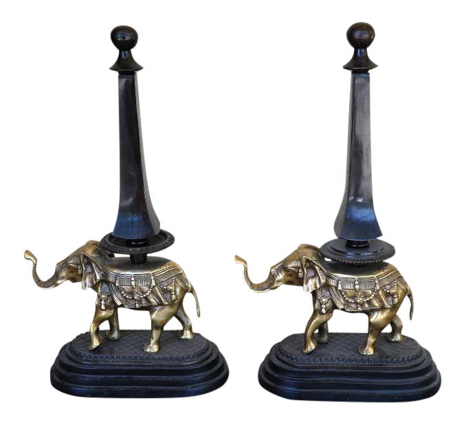 Pair of unique bronze and brass elephant sculpture decor