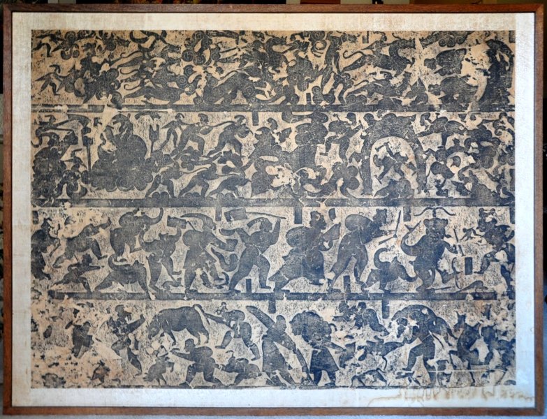 Chinese ink on paper rubbing of Wu Family Shrine
