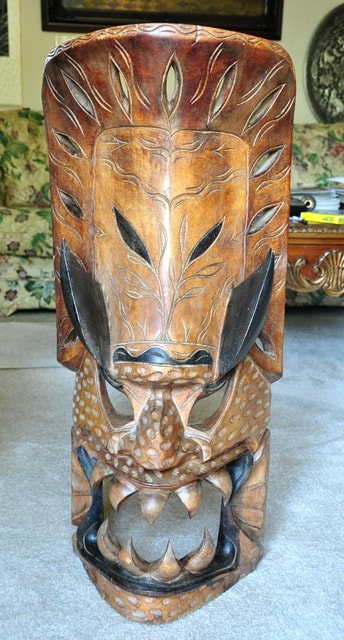 Large tribal wooden devil mask from the Philippines