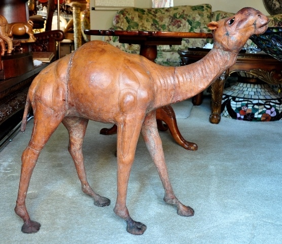​Leather wrapped camel statue