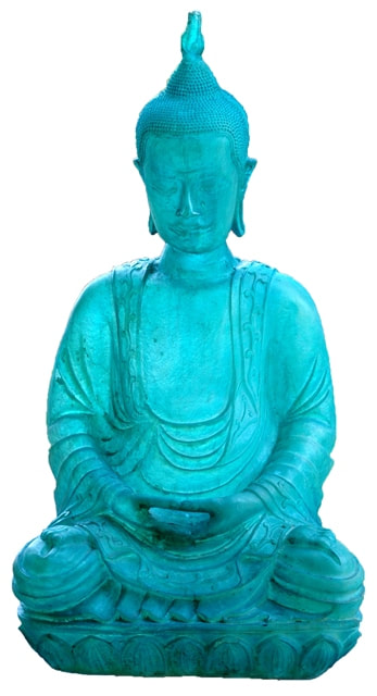 Blue-green acrylic Meditation Buddha statue
