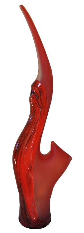 Large Murano style red art glass sculpture by Bernard Katz titled The Grand Serenoa