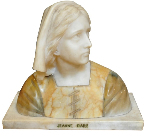 Prof. Giuseppe Besji (Bessi) alabaster and marble bust of Joan of Arc
