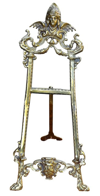 Victorian cast brass figural table top easel