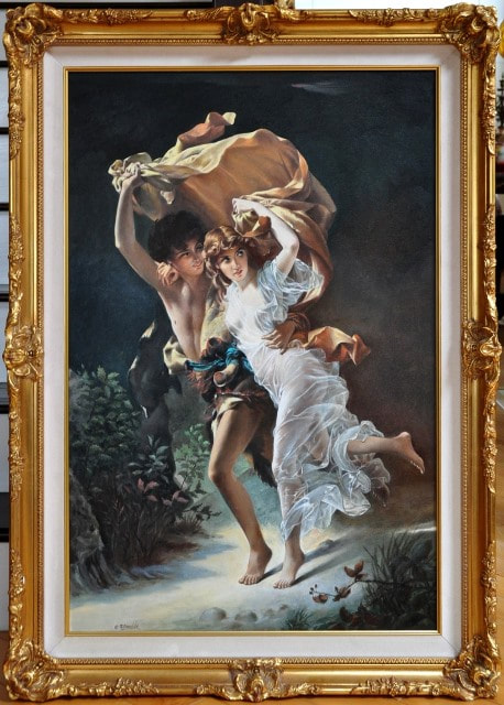 Oil on canvas painting by Nikolay Semovskikh after Pierre Auguste Cot's The Storm