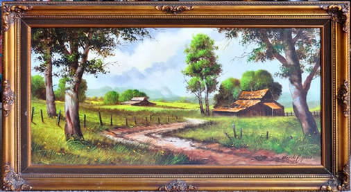 Oil on panel painting titled Sun in the Meadow by Edgardo F. Garcia