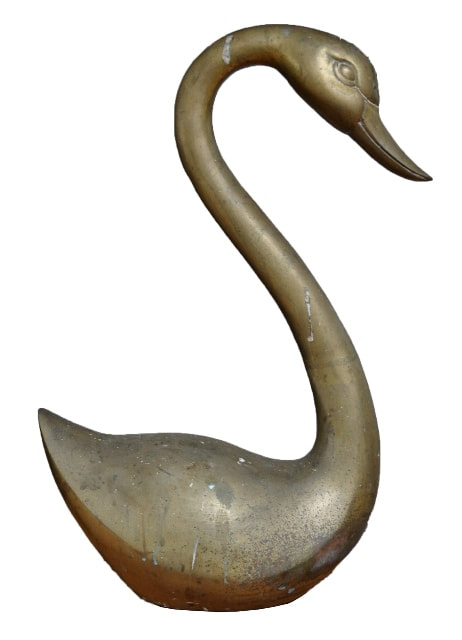 Large brass sculpture of a swan