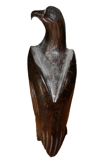 Carved hardwood American bald eagle sculpture