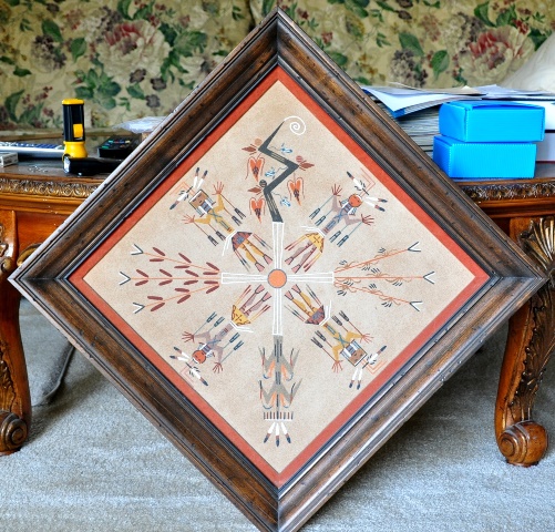 Native American sandpainting titled Healing People by Lester Johnson