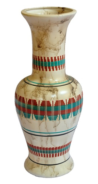 Navajo horsehair ceramic vase with hand etched features by Arlene John