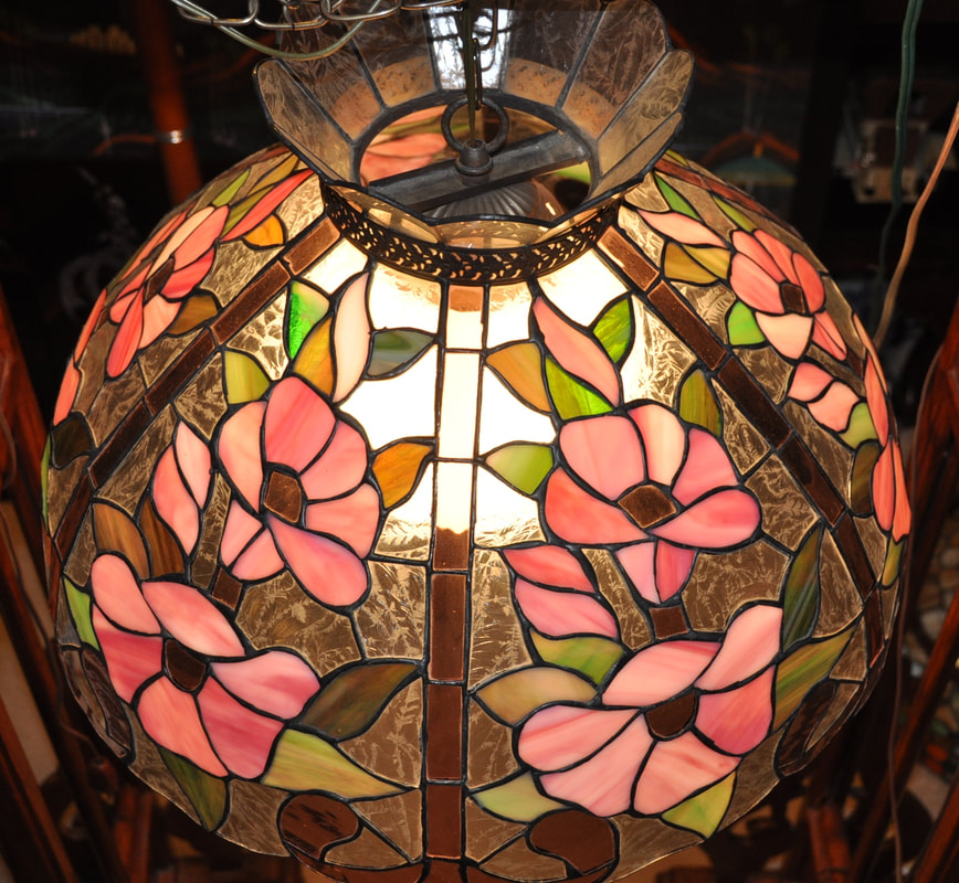 Large Tiffany style stained glass chandelier
