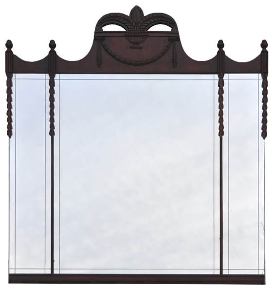 Vintage French Empire style 3 panel mirror with ornate mahogany frame