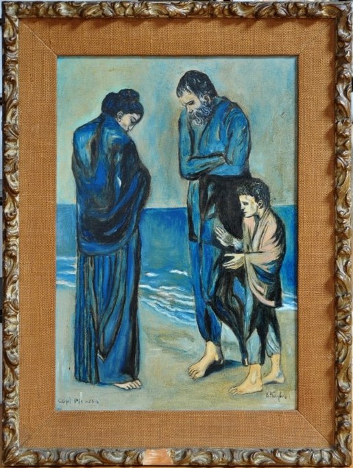 Hand painted reproduction of The Tragedy by Pablo Picasso
