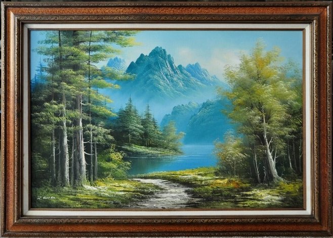 Landscape oil on canvas painting by R. Boter