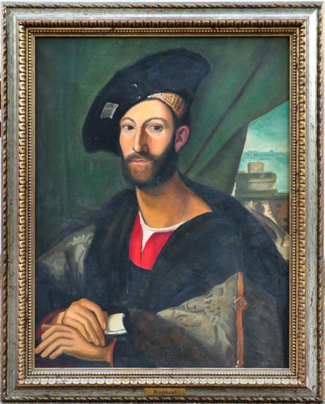 Hand-painted oil on canvas painting after Raphael of Giuliano de' Medici, Duke of Nemours