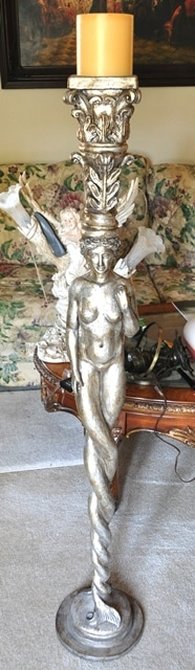 Tall figural mermaid candlestick