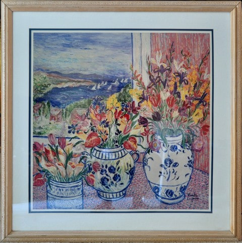 Print of floral painting titled Harbor Still Life by Leslie Sayour​