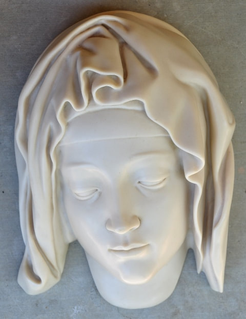 1982 Metropolitan Museum of Art cold cast marble sculpture of Head of the Virgin