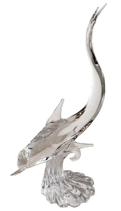 Large Murano style clear glass dolphin sculpture