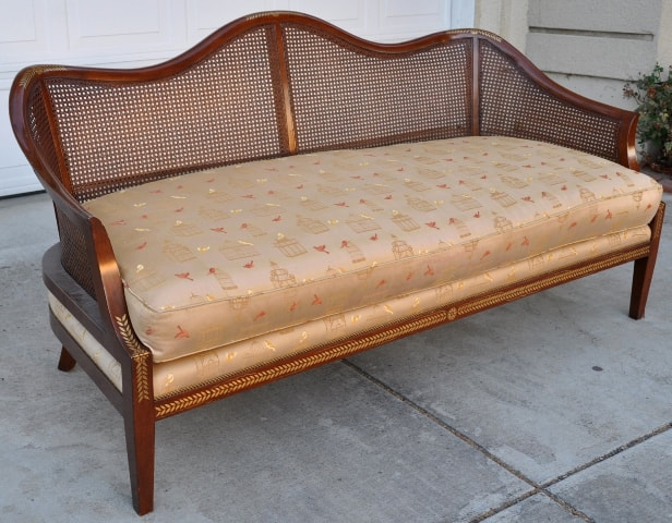 Nancy Corzine French style settee with cane back