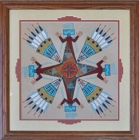 Navajo sandpainting used in ceremony to heal sick person