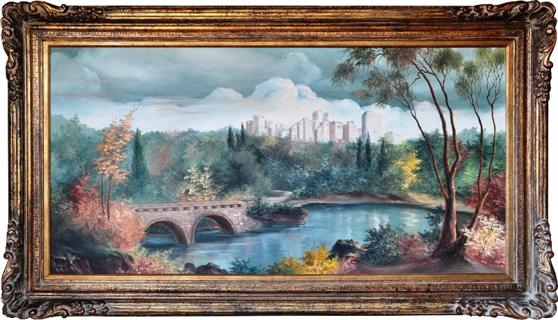 Elizabeth Hubbell oil on canvas landscape painting titled Ludlow Castle