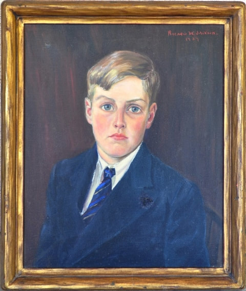 1937 oil on canvas portrait of a young man by Rosario Jackson