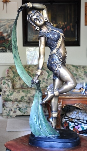 Art Deco style bronze sculpture Scarf Dancer by D. H. Chiparus​