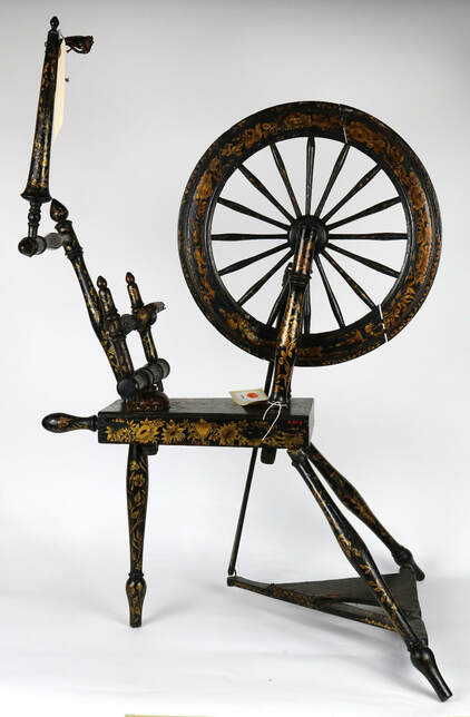 Antique English spinning wheel once in the collection of the Metropolitan Museum of Art