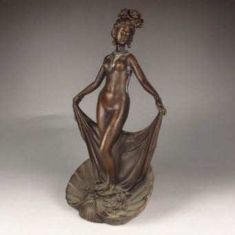 Bronze statue of a nude Oriental woman