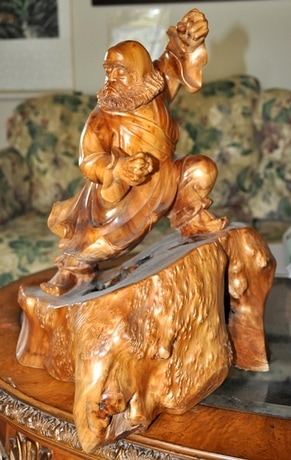 Wood carved sculpture of Chinese warrior