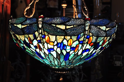Blue dragonfly pendant chandelier by Dale Tiffany