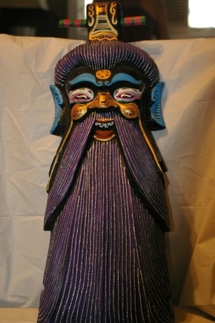 Exotic Japanese wood carved mask with nice colors