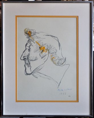 Vintage framed sketched portrait of a man