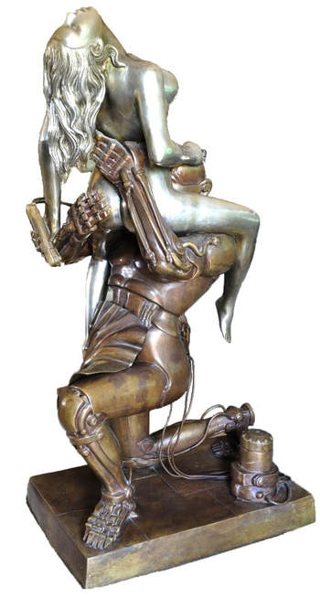 Bronze erotic sculpture Techno Lover after Rudolfo Bucacio, once owned by Jenna Jameson