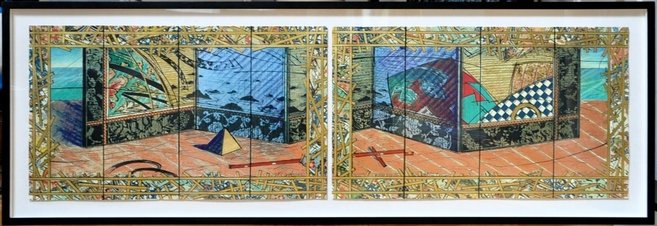 Pair of limited edition mixed media serigraphs with gold leaf titled In the North I & II by William Gatewood